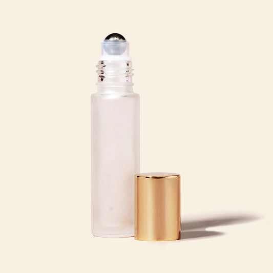 10ml Frosted Roll-on Bottles - Frosted Glass, Refillable Roller Bottles for Essential Oils and Perfumes, Metal Gold Cap, Glass Roller Ball