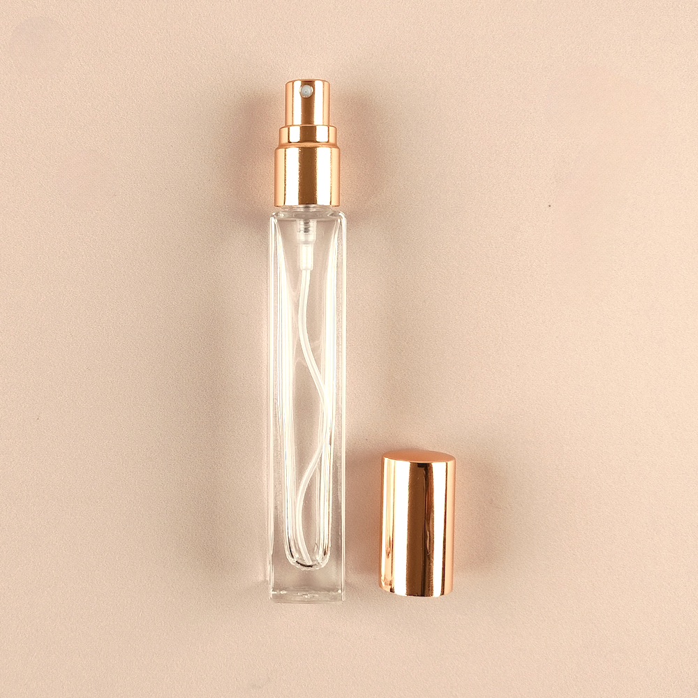 10ml Mini Perfume Bottles Wholesale - Square Tall Bottle + Glossy Gold Top