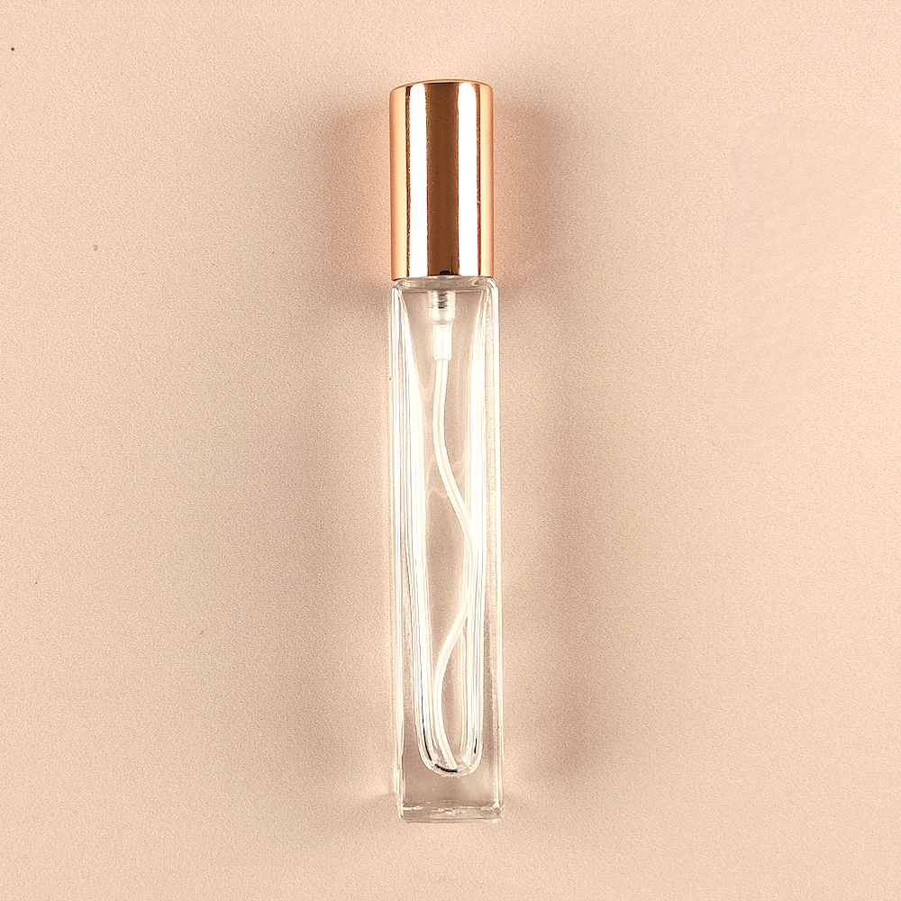 Mini Fragrance Bottles - 10ml/0.5oz Round Tall Spray + Glossy Gold Top, Empty Perfume Bottles in Bulk