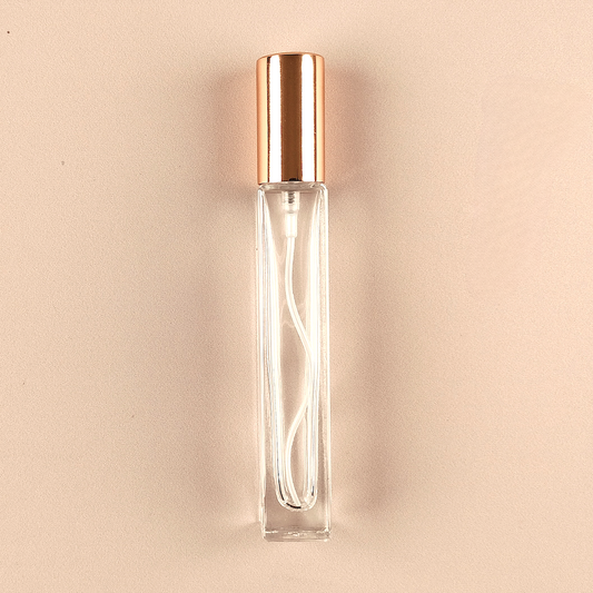 Mini Fragrance Bottles - 10ml/0.5oz Round Tall Spray + Glossy Gold Top, Empty Perfume Bottles in Bulk