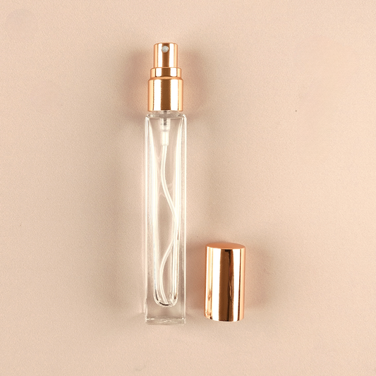 Mini Fragrance Bottles - 10ml/0.5oz Round Tall Spray + Glossy Gold Top, Empty Perfume Bottles in Bulk