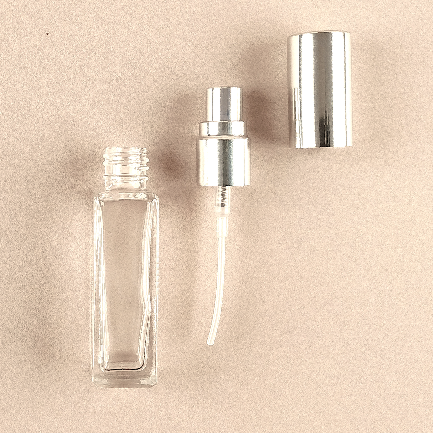 Mini Fragrance Bottles - 8ml/0.5oz Square Mini Spray + Metallic Silver Top, Empty Perfume Bottles in Bulk