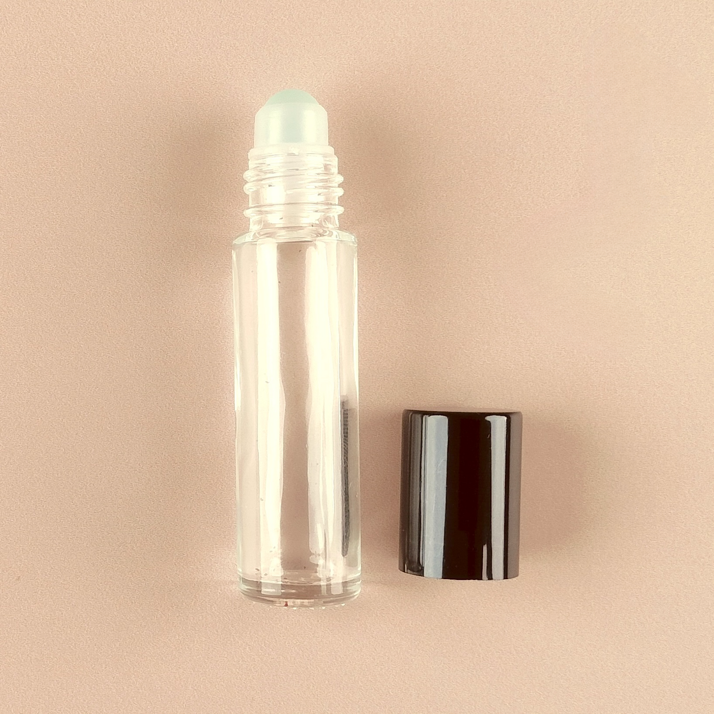 10ml/0.34oz Roll-on bottles - Round, Clear Refillable Glass Empty Roller bottles for Essential Oil Perfumes Aromatherapy Black Top