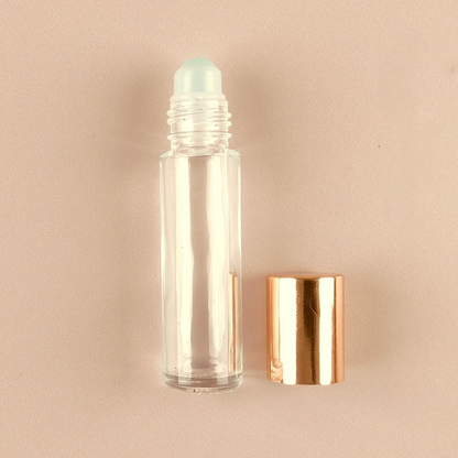 10ml/0.34oz Roll-on bottles - Round, Clear Refillable Glass Empty Roller bottles for Essential Oil Perfumes Aromatherapy Gold Top