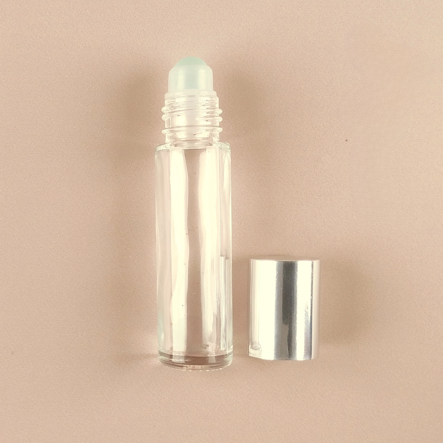 10ml/0.34oz Roll-on bottles - Round, Clear Refillable Glass Empty Roller bottles for Essential Oil Perfumes Aromatherapy Silver Top