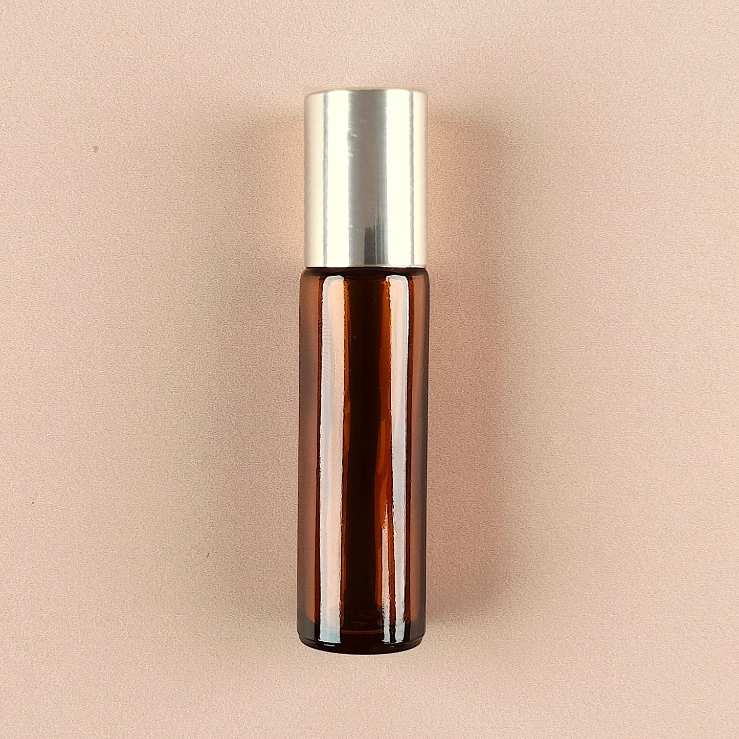 10ml Amber Roll-on Bottles - Amber Glass, Refillable Roller Bottles for Essential Oils and Perfumes, Silver Cap