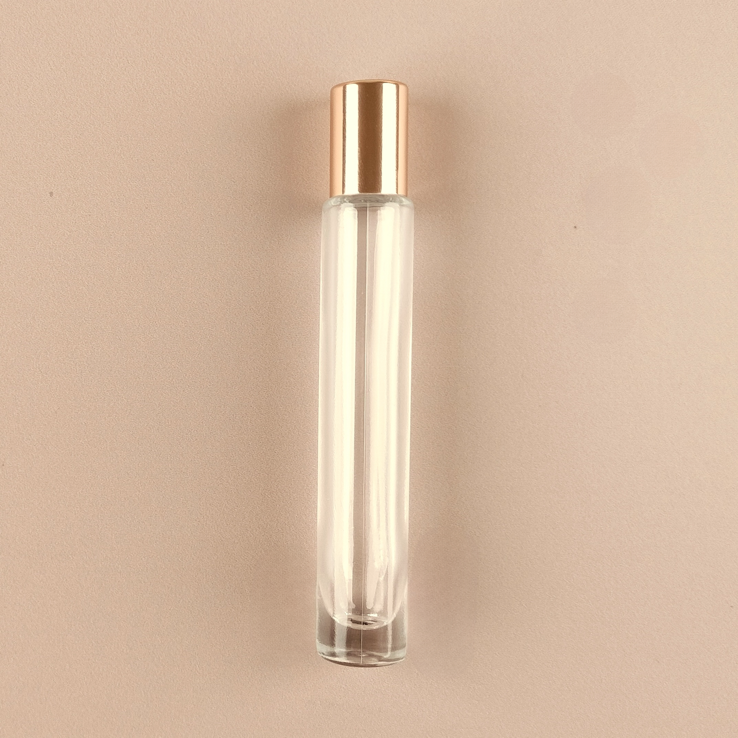 10ml Tall Roll-on Bottles - Clear Glass, Refillable Roller Bottles for Perfumes and Essential Oils, Glossy Gold Cap