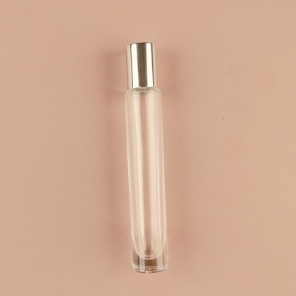 10ml Tall Round Roll-on Bottles - Clear Glass, Refillable Roller Bottles for Perfumes and Essential Oils, Metal Silver Cap, Glass Roller Ball