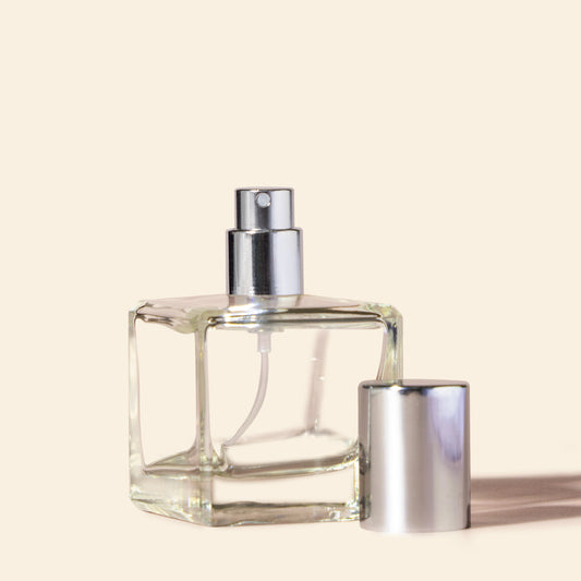 Perfume Bottles Wholesale - 50ml/1.7oz Cube + Silver Top Set, Empty Perfume Bottles in Bulk