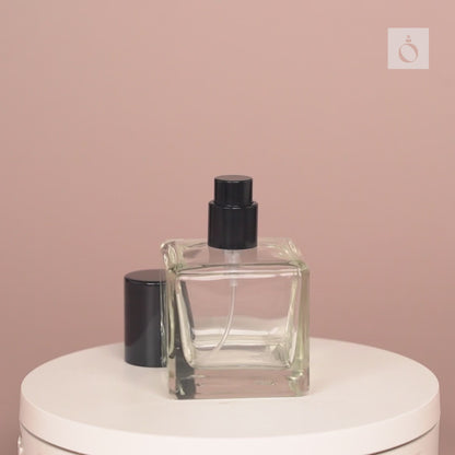 Perfume Bottles Wholesale - 50ml/1.7oz Cube + Black Top Set, Empty Perfume Bottles in Bulk